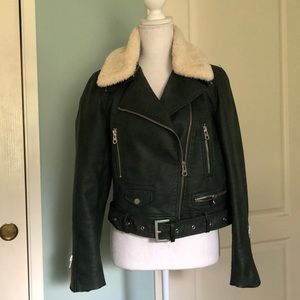 Zara vegan leather motorcycle jacket